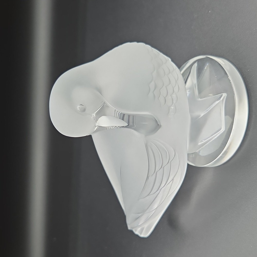 Authentic Lalique France Crystal Gaetan Duck Figurine Signed Marie-Claude 11657